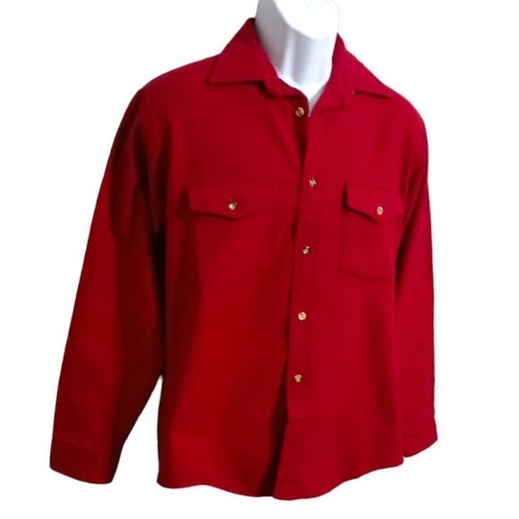 Vintage Sugarbush Chamois Shirt M Mens Red Flannel USA 70s 80s Button Front - Picture 13 of 14